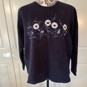 Iconic Retro Northern Reflections Floral Pullover Boxy Sweatshirt Women's sz Lg